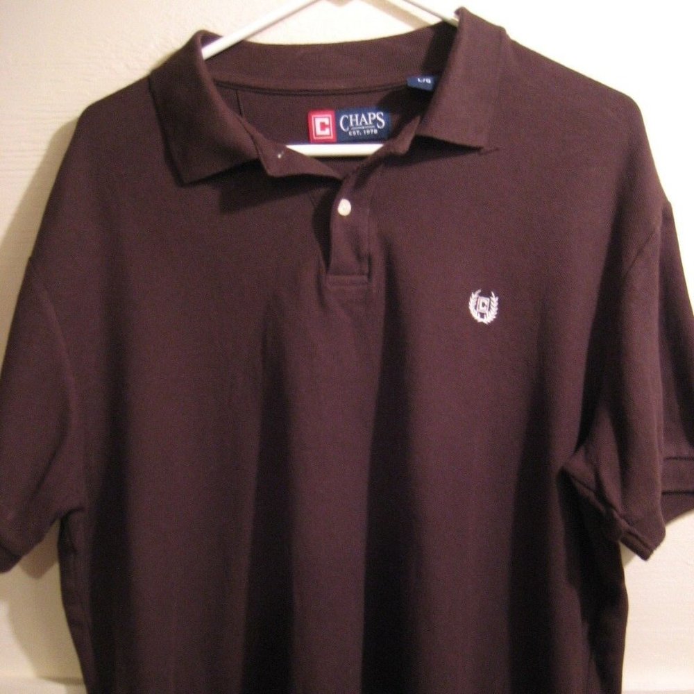 mens CHAPS large polo style shirt brown in great condition